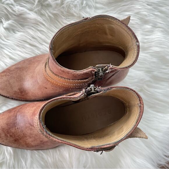 Bed Stu | Womens Begin Tan Teak Driftwood Ankle-High Leather Boot Heeled Buckles - Picture 9 of 12